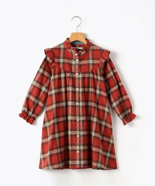 SHIPS / シップス ミニ丈・ひざ丈ワンピース | SHIPS KIDS:80〜90cm / ネル チェック  ワンピース（レッド系）