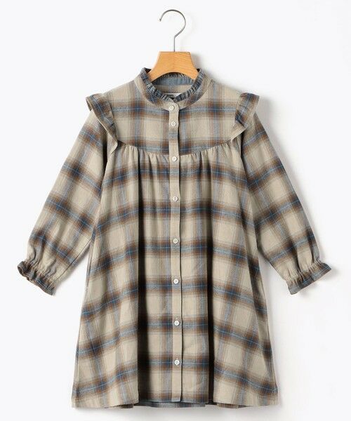 SHIPS / シップス ミニ丈・ひざ丈ワンピース | SHIPS KIDS:140〜150cm / ネル チェック ワンピース（ベージュ系）