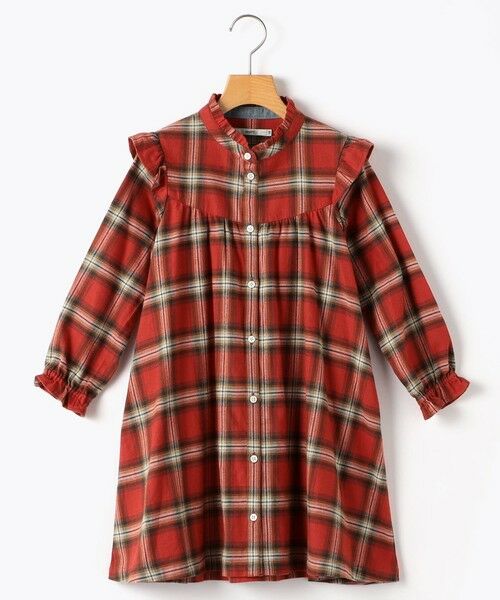 SHIPS / シップス ミニ丈・ひざ丈ワンピース | SHIPS KIDS:140〜150cm / ネル チェック ワンピース（レッド系）