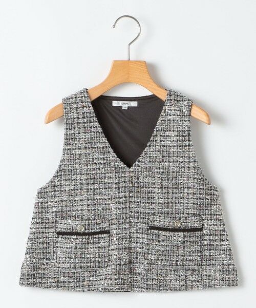 SHIPS / シップス ベスト | SHIPS KIDS:100〜130cm / 〈手洗い可能〉シャイニー ツイード ベスト(ダークグレー)