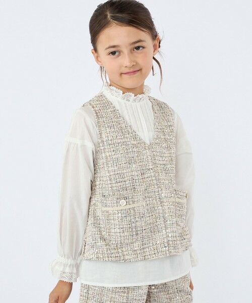 SHIPS / シップス ベスト | SHIPS KIDS:100〜130cm / 〈手洗い可能〉シャイニー ツイード ベスト | 詳細2