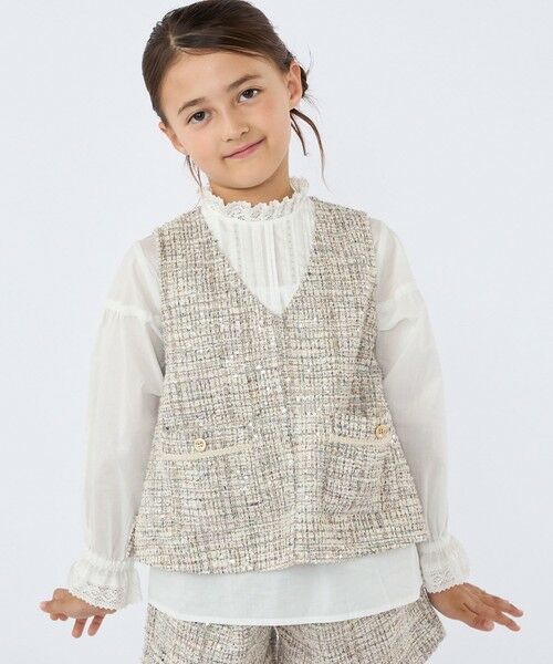 SHIPS / シップス ベスト | SHIPS KIDS:100〜130cm / 〈手洗い可能〉シャイニー ツイード ベスト | 詳細3