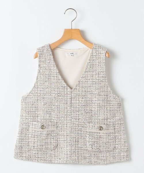 SHIPS / シップス ベスト | SHIPS KIDS:140〜150cm / 〈手洗い可能〉シャイニー ツイード ベスト（ベージュ系）
