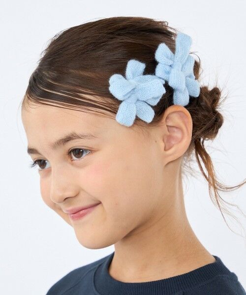 SHIPS / シップス ヘアピン | SHIPS KIDS:リボン モチーフ ニット ヘアクリップ セット（ライトブルー）