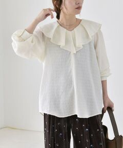 SHIPS / シップス シャツ・ブラウス | 《予約》quaranciel:〈洗濯機可能〉ピコレース ラッフル フリル ボリューム ブラウス