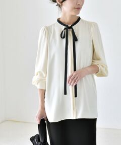 SHIPS / シップス シャツ・ブラウス | 《予約》quaranciel:〈洗濯機可能〉ジョーゼット リボンタイ バイカラー ブラウス