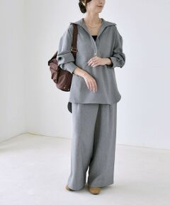SHIPS / シップス ロング・マキシ丈ワンピース | 《予約》quaranciel:〈洗濯機可能〉ウールライク Vネック スキッパー シャツ & ワイド パンツ セットアップ