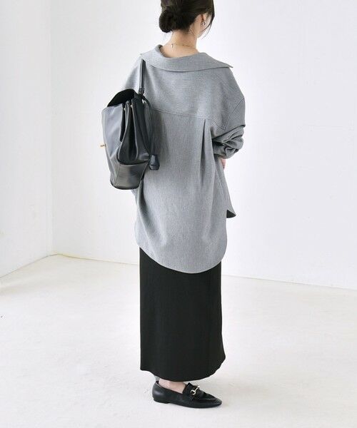 SHIPS / シップス ロング・マキシ丈ワンピース | 《予約》quaranciel:〈洗濯機可能〉ウールライク Vネック スキッパー シャツ & ワイド パンツ セットアップ | 詳細11