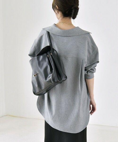 SHIPS / シップス ロング・マキシ丈ワンピース | 《予約》quaranciel:〈洗濯機可能〉ウールライク Vネック スキッパー シャツ & ワイド パンツ セットアップ | 詳細14