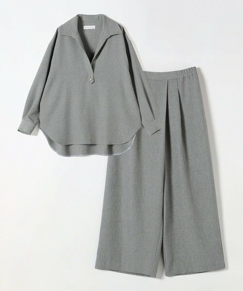 SHIPS / シップス ロング・マキシ丈ワンピース | 《予約》quaranciel:〈洗濯機可能〉ウールライク Vネック スキッパー シャツ & ワイド パンツ セットアップ | 詳細15