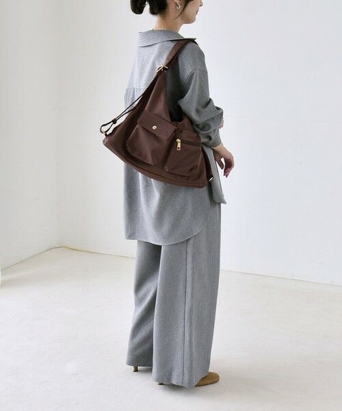 SHIPS / シップス ロング・マキシ丈ワンピース | 《予約》quaranciel:〈洗濯機可能〉ウールライク Vネック スキッパー シャツ & ワイド パンツ セットアップ | 詳細6