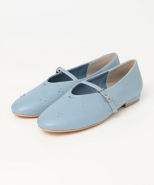 SHIPS / シップス バレエシューズ | quaranciel: スタッズ フラット ストラップ シューズ（ライトブルー）