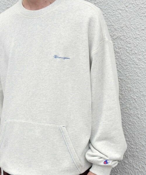 SHIPS / シップス スウェット | 【SHIPS any別注】Champion: ワンポイント ロゴ 刺繍 ステッチ リラックス スウェット◆(ナチュラル)