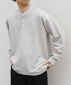 SHIPS / シップス カットソー | SHIPS any:〈洗濯機可能〉フクレ ジャカード リラックス ヘンリーネックTシャツ(ロンT)◆