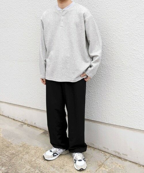 SHIPS / シップス カットソー | SHIPS any:〈洗濯機可能〉フクレ ジャカード リラックス ヘンリーネックTシャツ(ロンT)◆ | 詳細1