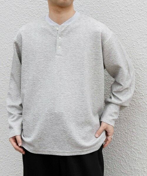 SHIPS / シップス カットソー | SHIPS any:〈洗濯機可能〉フクレ ジャカード リラックス ヘンリーネックTシャツ(ロンT)◆ | 詳細3
