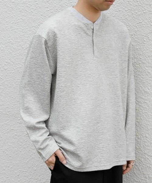 SHIPS / シップス カットソー | SHIPS any:〈洗濯機可能〉フクレ ジャカード リラックス ヘンリーネックTシャツ(ロンT)◆ | 詳細4