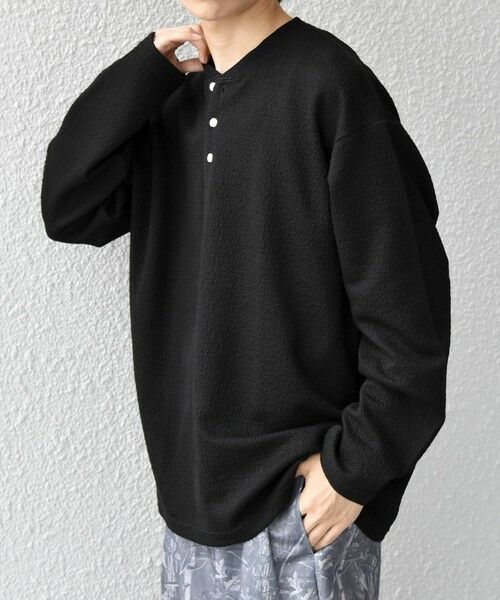 SHIPS / シップス カットソー | SHIPS any:〈洗濯機可能〉フクレ ジャカード リラックス ヘンリーネックTシャツ(ロンT)◆ | 詳細23