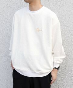 SHIPS / シップス カットソー | SHIPS any:〈洗濯機可能〉フクレ  ジャカード  ロゴ 刺繍 サイドポケットTシャツ(ロンT)◆