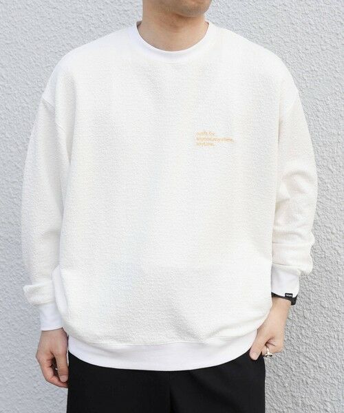 SHIPS / シップス カットソー | SHIPS any:〈洗濯機可能〉フクレ ジャカード ロゴ 刺繍 サイドポケットTシャツ(ロンT)◆ | 詳細4
