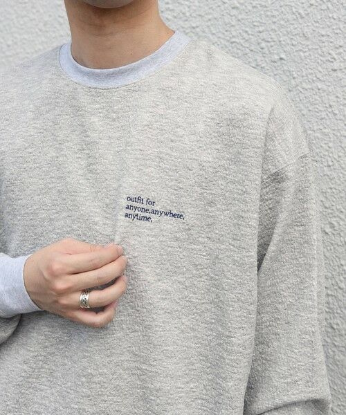 SHIPS / シップス カットソー | SHIPS any:〈洗濯機可能〉フクレ ジャカード ロゴ 刺繍 サイドポケットTシャツ(ロンT)◆ | 詳細14