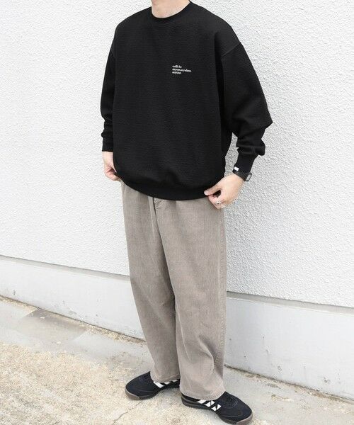 SHIPS / シップス カットソー | SHIPS any:〈洗濯機可能〉フクレ ジャカード ロゴ 刺繍 サイドポケットTシャツ(ロンT)◆ | 詳細21