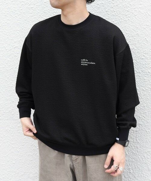 SHIPS / シップス カットソー | SHIPS any:〈洗濯機可能〉フクレ ジャカード ロゴ 刺繍 サイドポケットTシャツ(ロンT)◆ | 詳細23