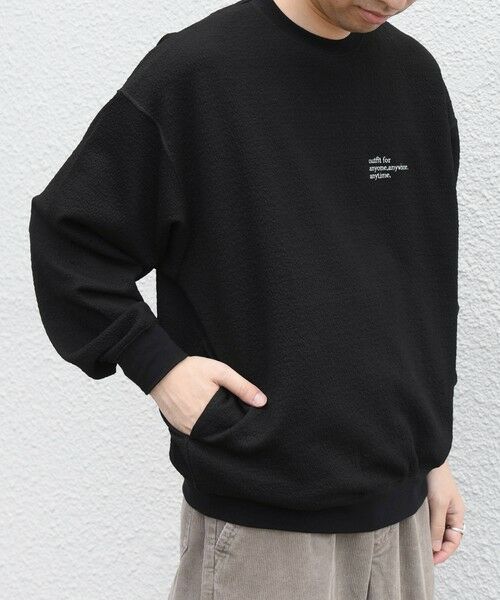 SHIPS / シップス カットソー | SHIPS any:〈洗濯機可能〉フクレ ジャカード ロゴ 刺繍 サイドポケットTシャツ(ロンT)◆ | 詳細24