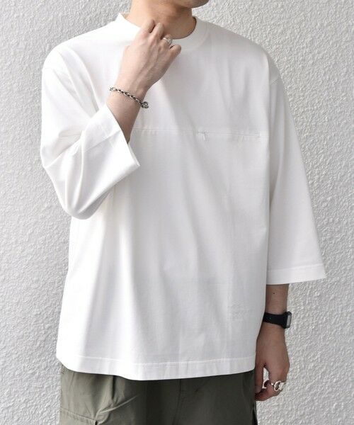 SHIPS / シップス Tシャツ | SHIPS any:〈洗濯機可能〉ピマ コットン ワンポイント 刺繍 7分袖 ポケット Tシャツ◆ | 詳細5