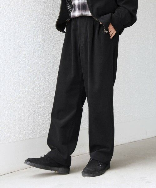 SHIPS / シップス その他パンツ | 〈手洗い可能〉SOLOTEX(R) コーデュロイ 2タック セミワイド イージーパンツ(セットアップ対応)◆(ブラック)