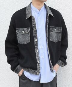 SHIPS / シップス ブルゾン | SHIPS any:〈手洗い可能〉デニム ニット コンビ ポケット ブルゾン◆