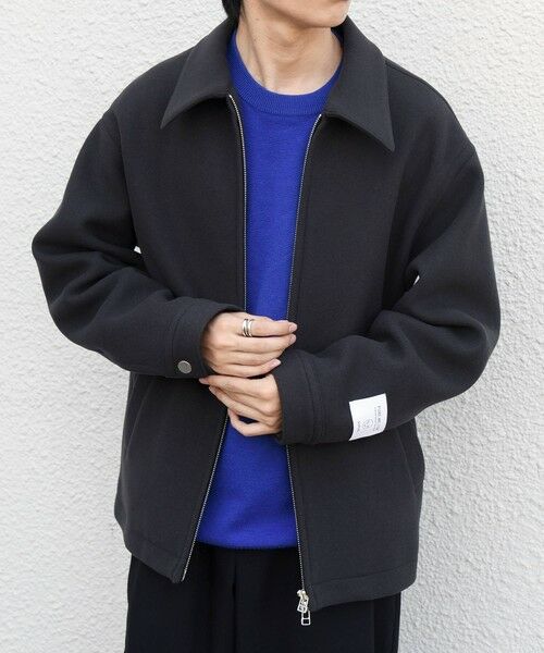SHIPS / シップス ブルゾン | PURE WOOL MELTON リラックス ジップアップ ブルゾン◆（チャコールグレー）