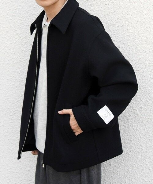 SHIPS / シップス ブルゾン | PURE WOOL MELTON リラックス ジップアップ ブルゾン◆（ブラック）
