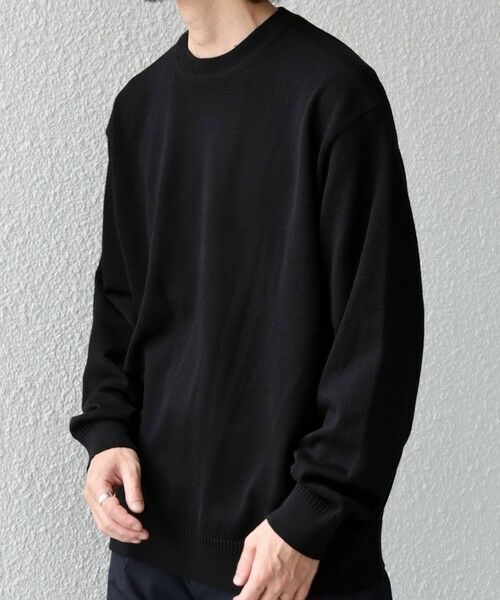 SHIPS / シップス ニット・セーター | SHIPS any:〈手洗い可能〉ウール混 アンチピリング デザインリブ クルーネック ニット◆（ブラック）