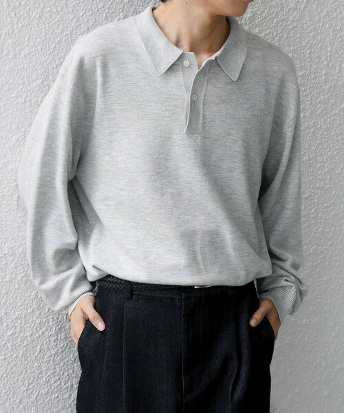 SHIPS / シップス ニット・セーター | SHIPS any:〈手洗い可能〉ウール混 アンチピリング デザインリブ リラックス ニット ポロ◆（ライトグレー）