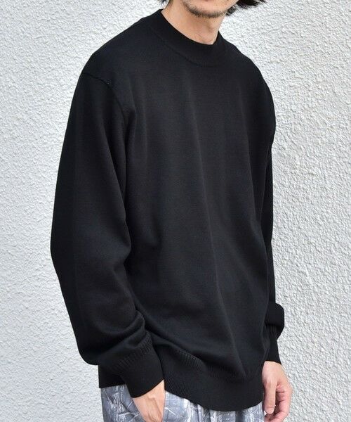 SHIPS / シップス ニット・セーター | SHIPS any:〈手洗い可能〉ウール混 アンチピリング デザインリブ モックネック ニット◆（ブラック）
