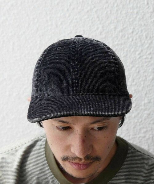 SHIPS / シップス キャップ | SHIPS any:〈手洗い可能〉フェード コーデュロイ ワンポイント ピスネーム キャップ◆（ブラック）