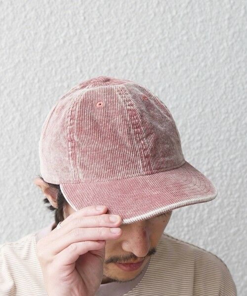 SHIPS / シップス キャップ | SHIPS any:〈手洗い可能〉フェード コーデュロイ ワンポイント ピスネーム キャップ◆（ピンク）