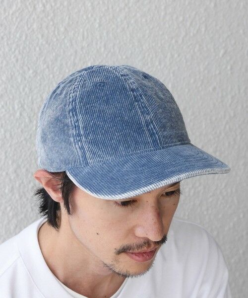 SHIPS / シップス キャップ | SHIPS any:〈手洗い可能〉フェード コーデュロイ ワンポイント ピスネーム キャップ◆（ブルー）