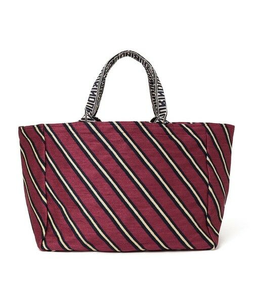 SHIPS / シップス トートバッグ | BINDU: ジャカード ストライプ トート バッグ（レッド）