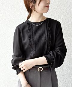 SHIPS / シップス シャツ・ブラウス | 《予約》SHIPS any:〈洗濯機可能〉シアー ピンタック フリル クルーネック ブラウス