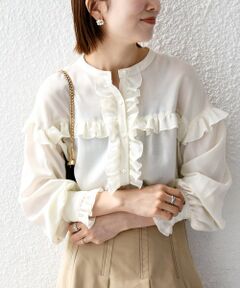 SHIPS / シップス シャツ・ブラウス | 《予約》SHIPS any:〈洗濯機可能〉シアー フリル バンドカラー シャツ ブラウス
