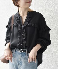 SHIPS / シップス シャツ・ブラウス | 《予約》SHIPS any:〈洗濯機可能〉シアー フリル バンドカラー シャツ ブラウス