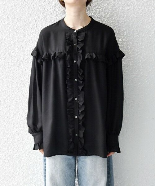 SHIPS / シップス シャツ・ブラウス | 《予約》SHIPS any:〈洗濯機可能〉シアー フリル バンドカラー シャツ ブラウス | 詳細25