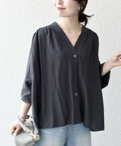 SHIPS / シップス カーディガン・ボレロ | 《予約》SHIPS any:〈手洗い可能〉Vネック リブ ギャザー シャツ カーディガン
