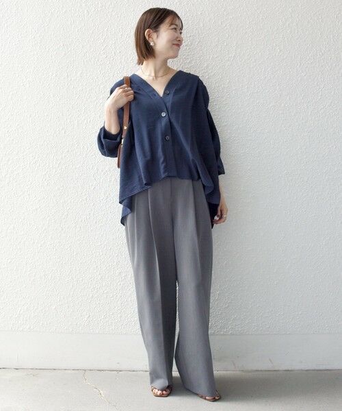 SHIPS / シップス カーディガン・ボレロ | 《予約》SHIPS any:〈手洗い可能〉Vネック リブ ギャザー シャツ カーディガン | 詳細22