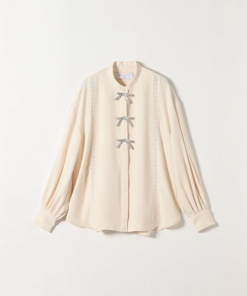 SHIPS / シップス シャツ・ブラウス | 《予約》SHIPS any:〈手洗い可能〉リボン モチーフ スタンドカラー シャツ ブラウス［NAVY BLUE］ | 詳細6