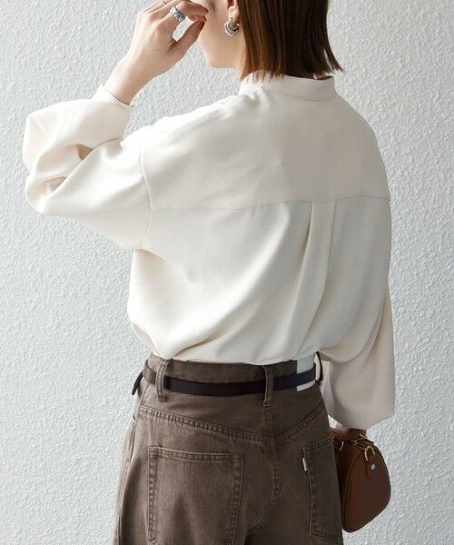 SHIPS / シップス シャツ・ブラウス | 《予約》SHIPS any:〈手洗い可能〉リボン モチーフ スタンドカラー シャツ ブラウス［NAVY BLUE］ | 詳細5