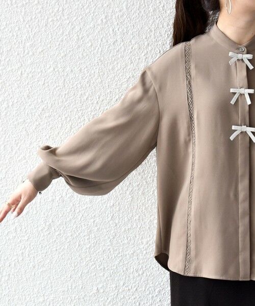 SHIPS / シップス シャツ・ブラウス | 《予約》SHIPS any:〈手洗い可能〉リボン モチーフ スタンドカラー シャツ ブラウス［NAVY BLUE］ | 詳細24