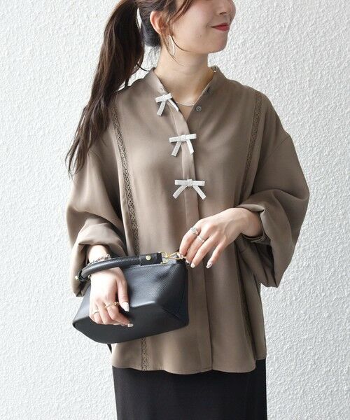 SHIPS / シップス シャツ・ブラウス | 《予約》SHIPS any:〈手洗い可能〉リボン モチーフ スタンドカラー シャツ ブラウス［NAVY BLUE］ | 詳細10